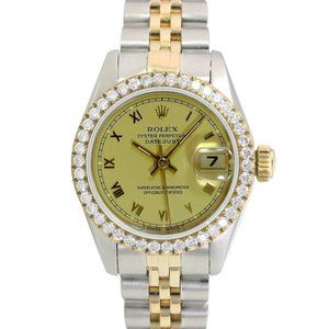 ROLEX DATEJUST CHAMPAGNE ROMAN DIAL 1.15CTW DIAMOND JUBILEE TWO-TONE WATCH 69173